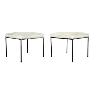 Restored 1950's Paul McCobb Stools in Hair on Hide Upholstery - a Pair For Sale