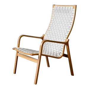 1970s Scandinavian Bentwood Woven Lounge Chair