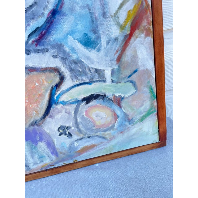 Late 20th Century Vintage Signed Abstract Flowing Forms Acrylic Painting on Canvas Board by Teresa Lawrenson, Framed For Sale In Seattle - Image 6 of 11