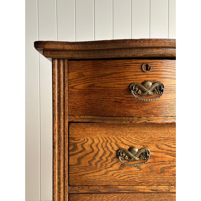 Late 19th Century Antique Serpentine Oak Chest of Drawers For Sale - Image 14 of 18