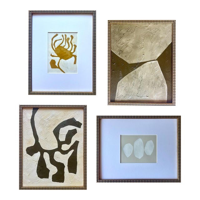 2025 Contemporary Neutral Color Gallery Wall Collection of Paintings on Paper and Canvas by Artist r.k. Red For Sale