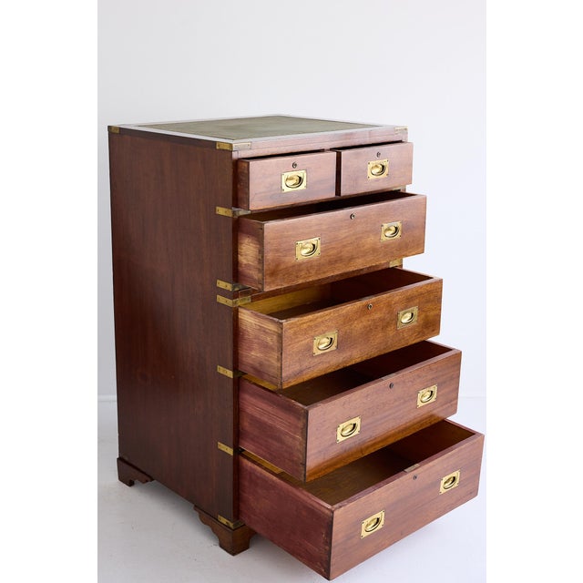 Mid 20th Century English Campaign Chest & Secretary in Mahogany With Brass Fittings For Sale - Image 5 of 18