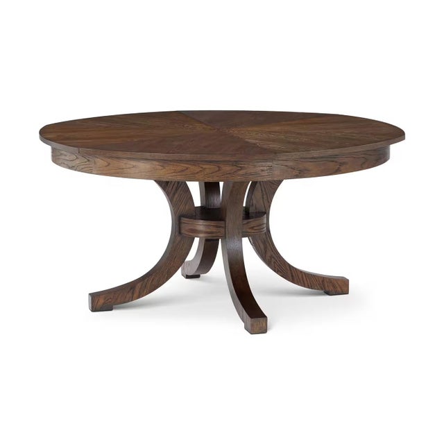 Not Yet Made - Made To Order Round Oak Coastal Extension Dining Table For Sale - Image 5 of 8