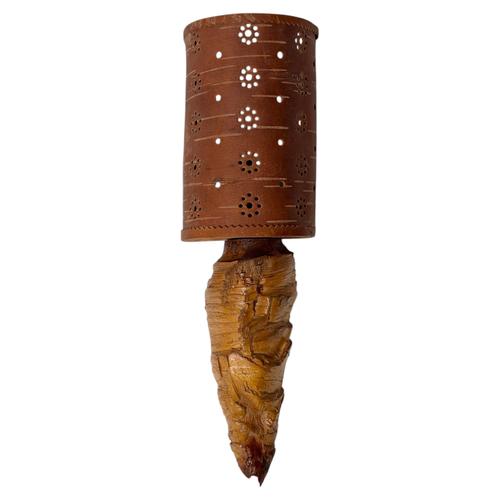 Swedish Folk Art Wood Wall Sconce with Birch Bark Shade, 1950 For Sale - Image 16 of 16