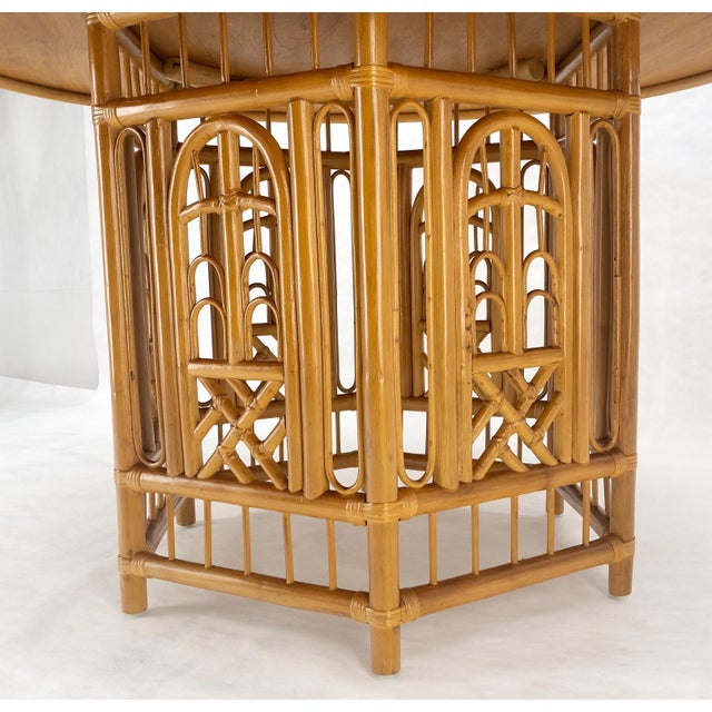 Tangerine Very Fine 48" Round Top Bamboo Base Mid Century Modern Dining Center Table MINT! For Sale - Image 8 of 10