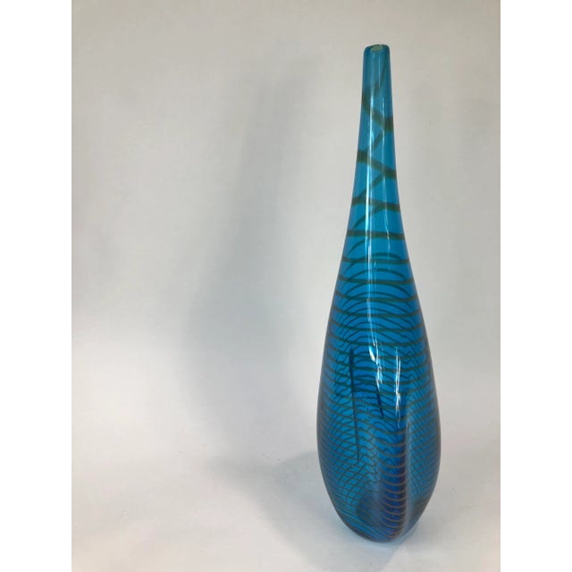 Early 21st Century Glass Blue Color Vase Signed John Geci For Sale - Image 4 of 7