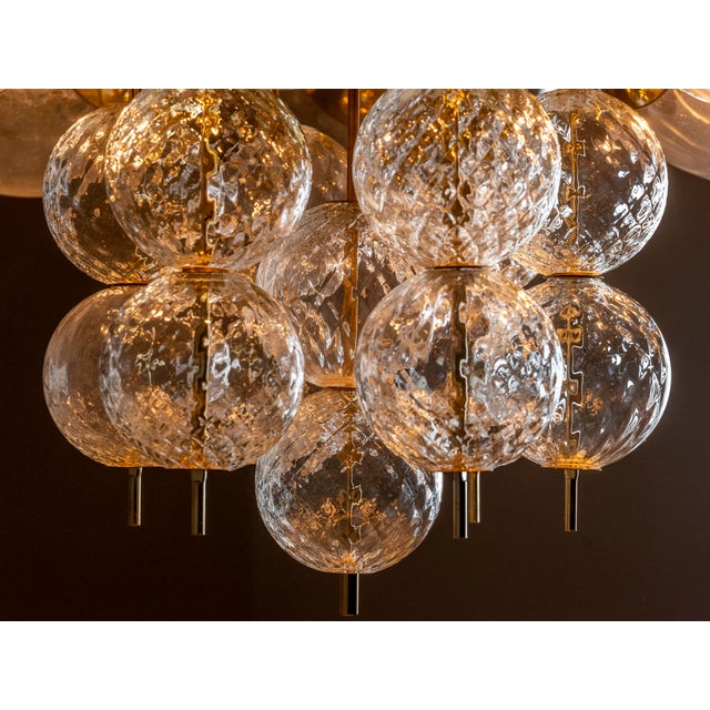 Glass and Brass Chandelier from Jaroslav Bejvl, Former Czechoslovakia, 1970s For Sale - Image 6 of 12
