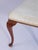 Beige Antique Queen Ann Ottoman with Rectangular Wooden Cabriole Legs and White Upholstery, 1920s For Sale - Image 8 of 12