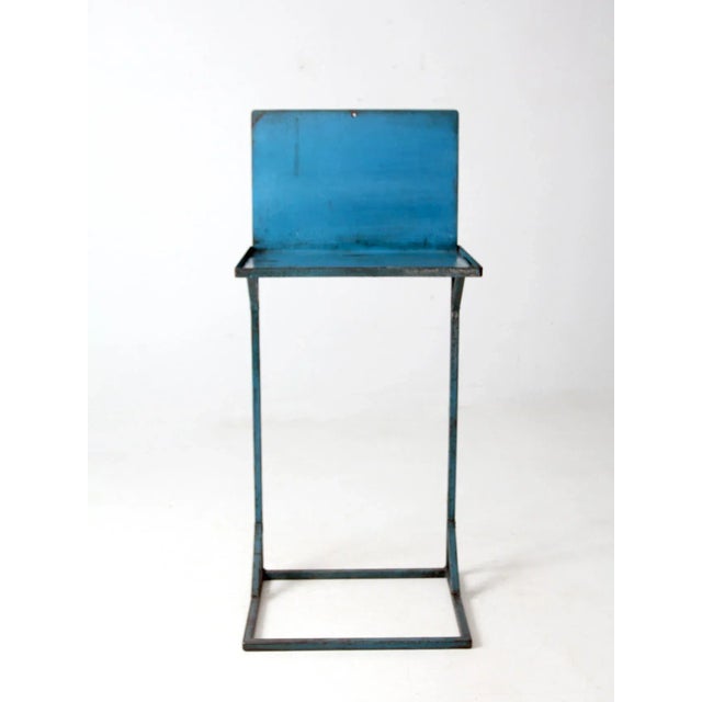 Metal Vintage Industrial Blue Metal Standing Desk For Sale - Image 7 of 11