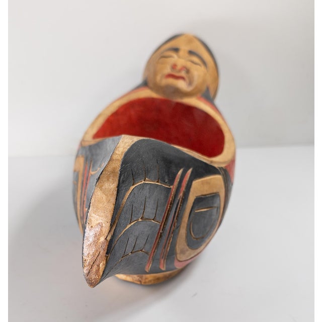 Black Late 20th Century Northwest Coast Native American Style Carved Wood Feast Bowl For Sale - Image 8 of 13
