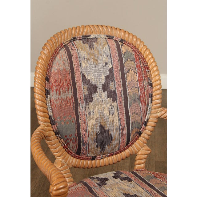 Italian Pair of Roped Carved Armchairs For Sale - Image 4 of 12
