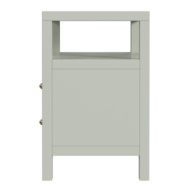 2020s Nora 21 in. W Rectangular Wood 2 Drawer Nightstand with Open Shelf, Sage Green For Sale - Image 5 of 8
