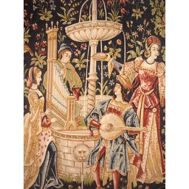 Medieval Style Tapestry - Concert Near Fountain For Sale - Image 4 of 12
