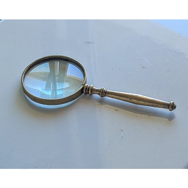 Quintessential Antique Brass Magnifying Glass For Sale - Image 4 of 4