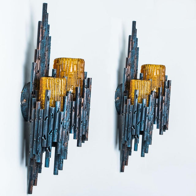 Brutalist Wall Sconces by Tom Ahlström & Hans Ehrlich, 1960, Set of 2 For Sale - Image 4 of 15