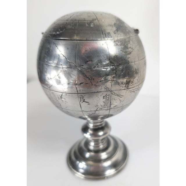 Early 20th Century Chinese Pewter Globe Form Tea Caddy For Sale - Image 17 of 18