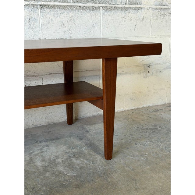Long Danish Teak Rectangular Coffee Table With Built-in Magazine Shelf Mid-Century Modern 1960s For Sale - Image 11 of 13