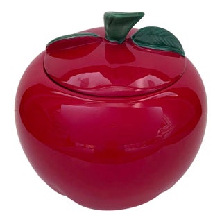 1980s Apple Cookie Jar With Lid For Sale