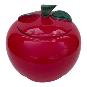 1980s Apple Cookie Jar With Lid