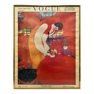 Vintage Georges Lepape Vogue Mother and Child Poster For Sale