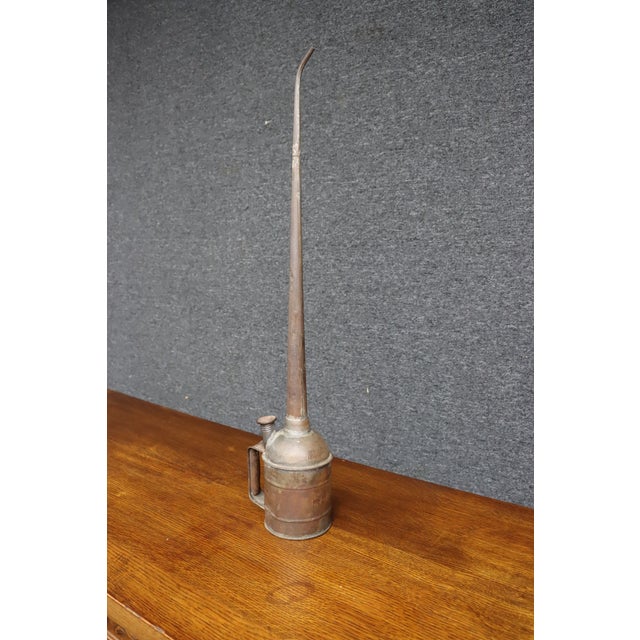 Industrial Antique Tin Oil Can With Long Spout For Sale - Image 3 of 10