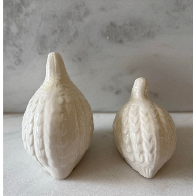 Mid 20th Century Pair of Vintage White Porcelain Quail Figurines For Sale - Image 5 of 7