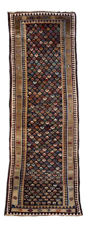 Antique Kurdish Runner Rug, 1890s
