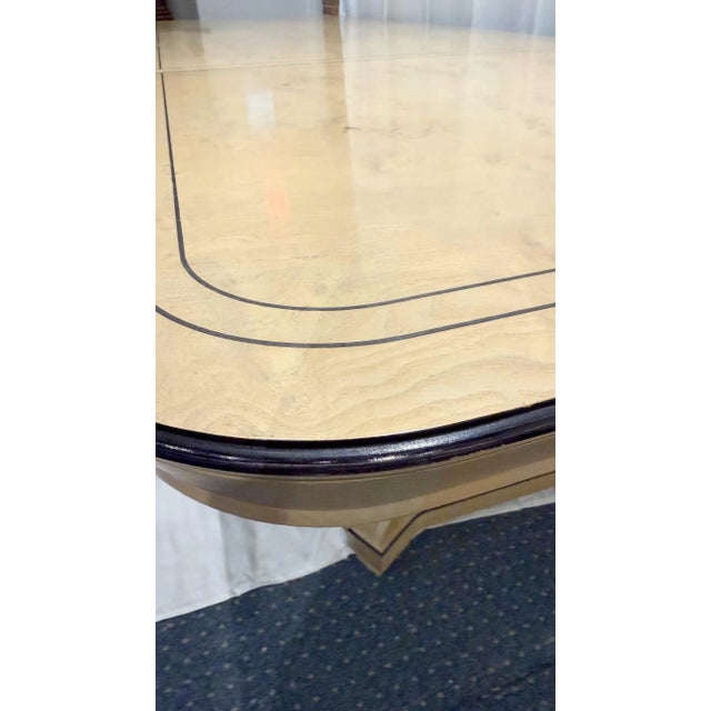 Wood Century Furniture Burl Wood Double Pedestal Dining Table With Two 18” Leaves For Sale - Image 7 of 12