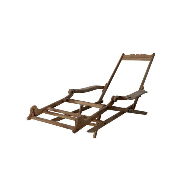 Rustic Vintage Deck Chair in Beech, 1990s For Sale - Image 3 of 3
