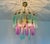 1980s One-of-a-Kind Hand-Painted Spanish Glass Rod Chandelier in Turquoise & Purple – 3 Lights For Sale - Image 14 of 16