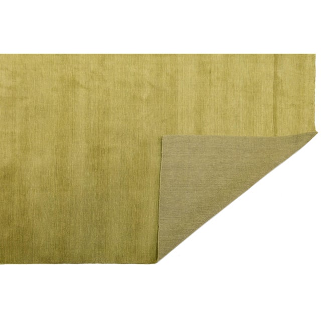 Apadana's Modern Gabbeh Hand-Loom Wool Area Rug in Antique Gold. For Sale - Image 4 of 7
