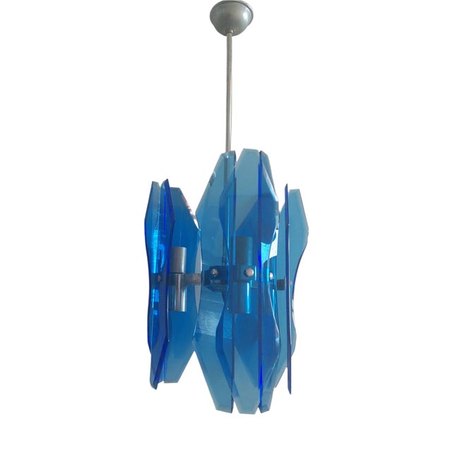 Blue Murano Glass Pendant Lamp from Veca, 1970s For Sale - Image 10 of 10