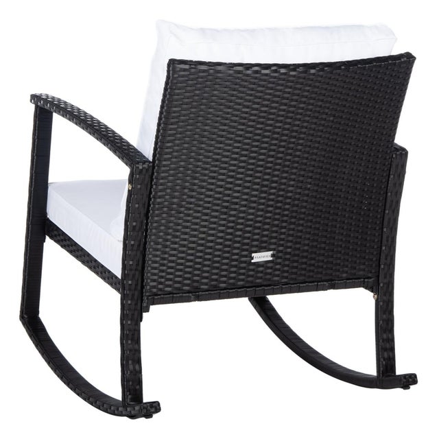Daire Rocking Chair, Black/White Cushion For Sale - Image 11 of 11