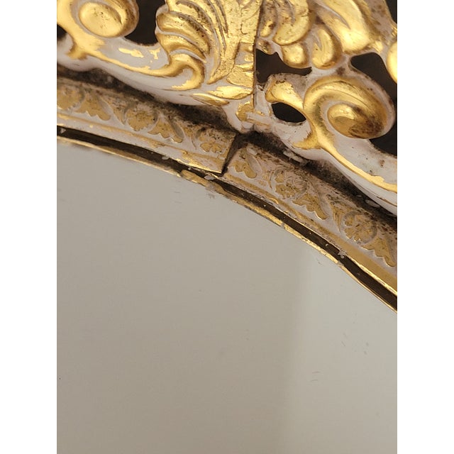 Mid 20th Century Hollywood Regency Oval Mirrored Vanity Tray With Gold Filigree For Sale - Image 9 of 12