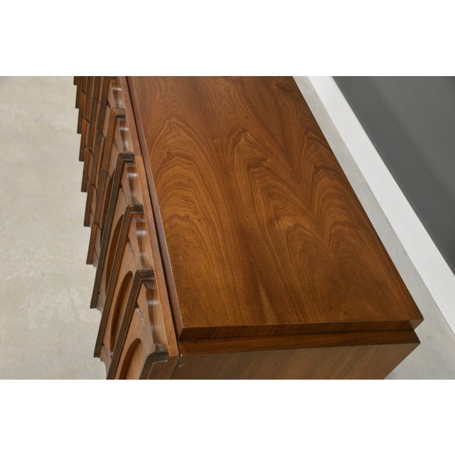 1970s Tobago Brutalist Walnut Long Dresser For Sale - Image 9 of 10
