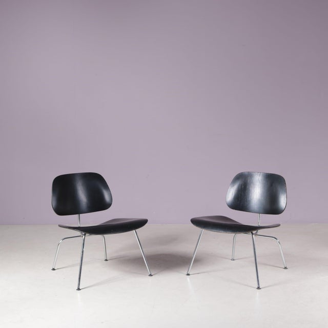 Herman Miller LCM Chairs in Chrome Metal with Black Plywood by Charles & Ray Eames for Herman Miller, USA, 1960s, Set of 2 For Sale - Image 4 of 11