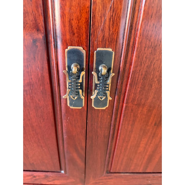 Vintage Chinese Carved Rosewood Dresser With Freestanding Floor Mirror – 2 Pieces For Sale - Image 13 of 18