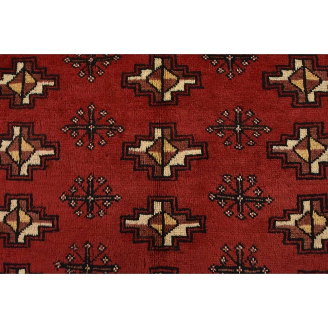 Red Turkmen Rug 4’3” X 6’1” Red Wool Vintage Tribal Hand-Knotted Carpet For Sale - Image 8 of 12