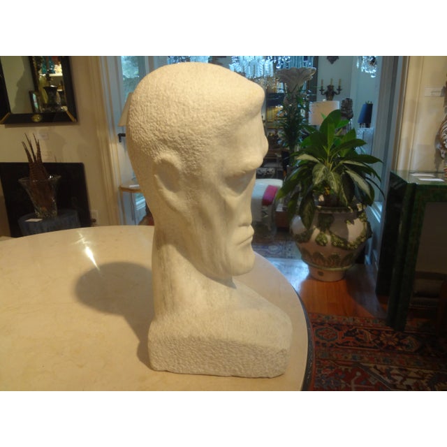 White Mid-Century Modern Carrara Marble Bust For Sale - Image 8 of 12