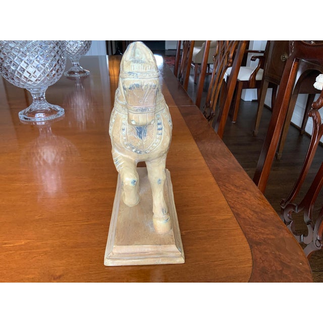 Asian Vintage Wooden Warrior Horse Statue For Sale - Image 3 of 12