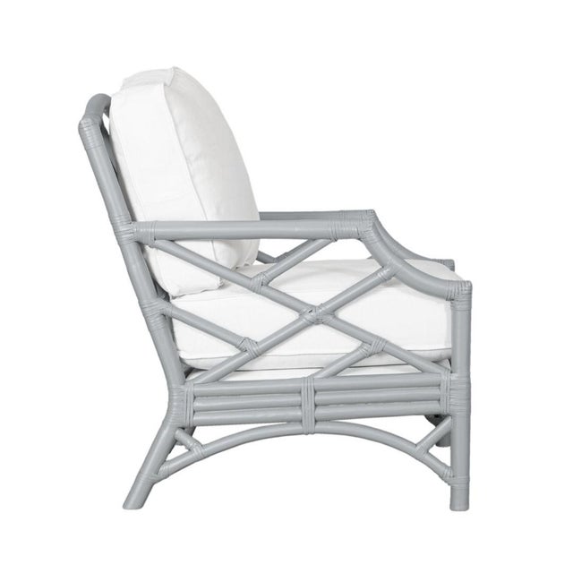 Coastal Chippendale Lounge Chair, Light Gray For Sale - Image 3 of 5