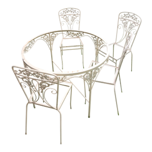 Vintage Wrought Iron 5 Piece Patio Set