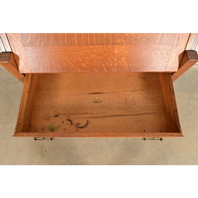 Wood Lifetime Furniture Antique Mission Oak Arts & Crafts Drop Front Secretary Desk, Circa 1910 For Sale - Image 7 of 15