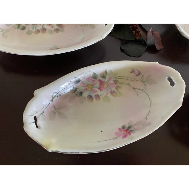 Victorian Antique Handpainted Nippon Oval Dishes- Set of 4 For Sale - Image 3 of 10