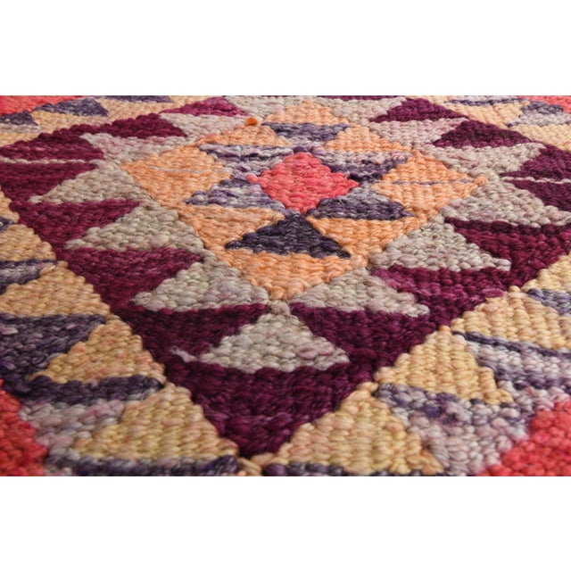 Pink 1970s Vintage Handmade Wool Cotton Pink Runner Rug For Sale - Image 8 of 11