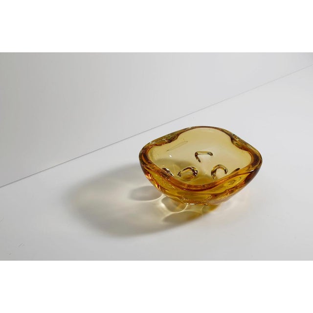 Dimpled Amber Murano Glass Bowl by Galliano Ferro, Italy, 1960s For Sale - Image 4 of 11
