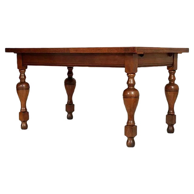 Antique Neoclassical Solid Oak Table For Sale