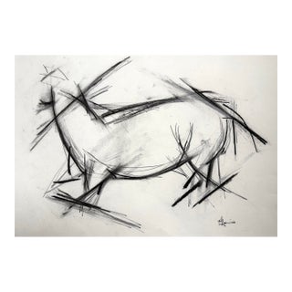 Equestrian Marks, Charcoal Drawing on Paper, 17 X 12 Inches For Sale