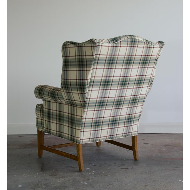 Late 20th Century Late 20th Century Plaid Camelback Wingback Chair, Made in Usa by Cochrane For Sale - Image 5 of 6