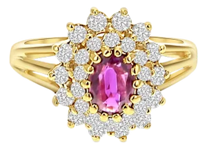 Ruby Diamond Halo Engagement Ring 1.25cttw 14k Yellow Gold, Size 7
